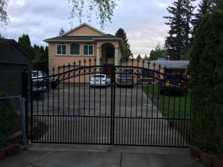 Custom metal entry gate installed in Portland