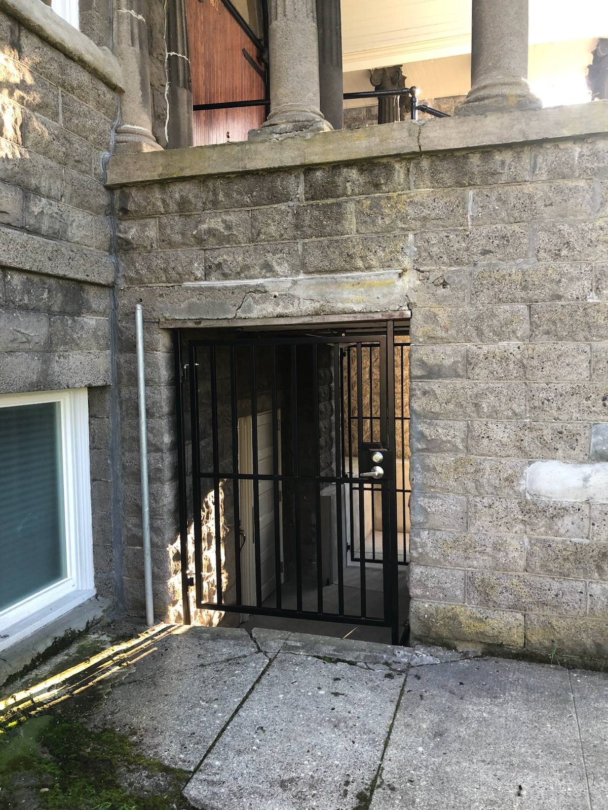 Steel security door grate — custom metalwork, Portland