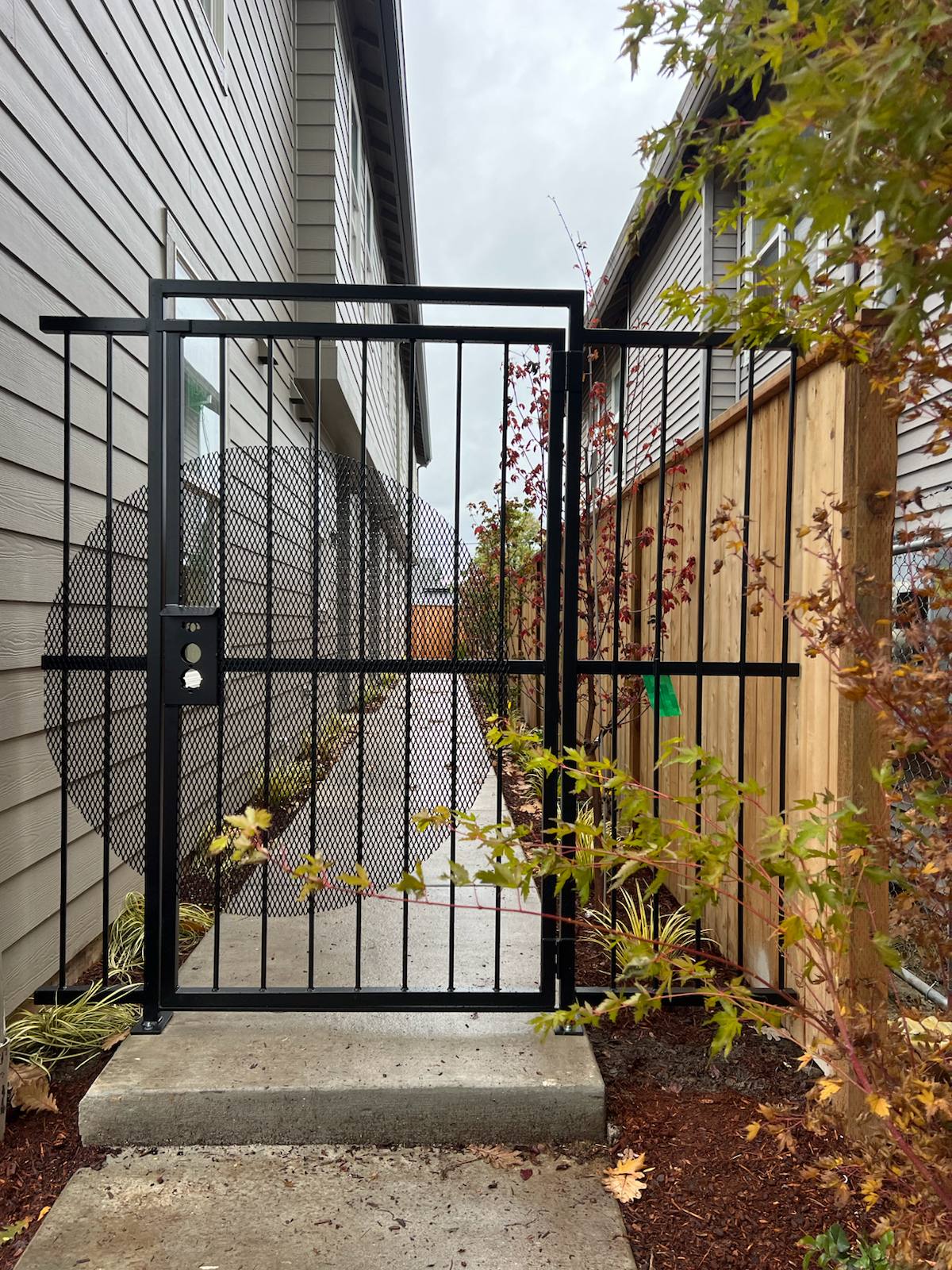 Metal side-yard gate between homes — Portland, OR