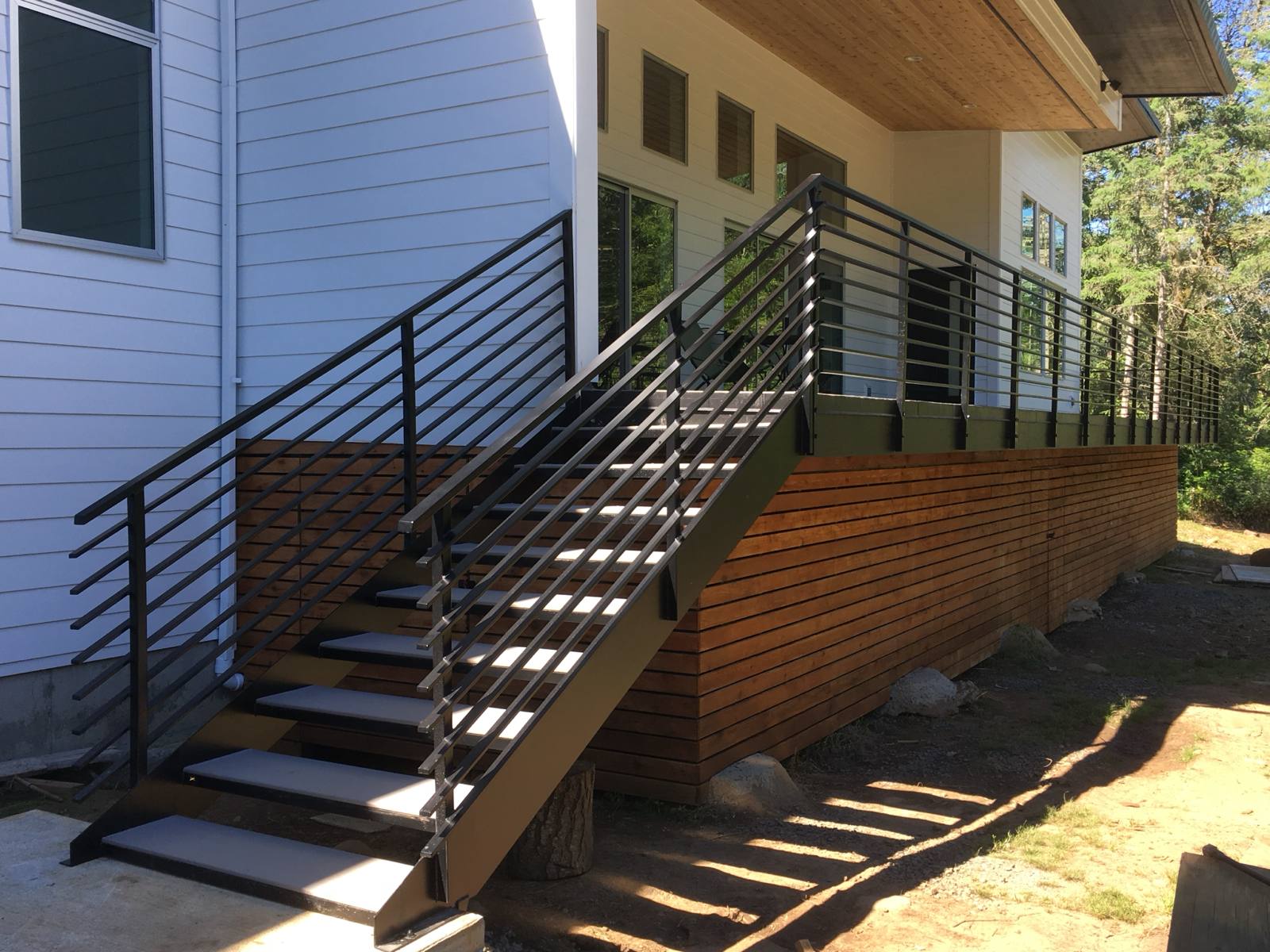 Metal railing on exterior deck stairs — Vancouver, WA area