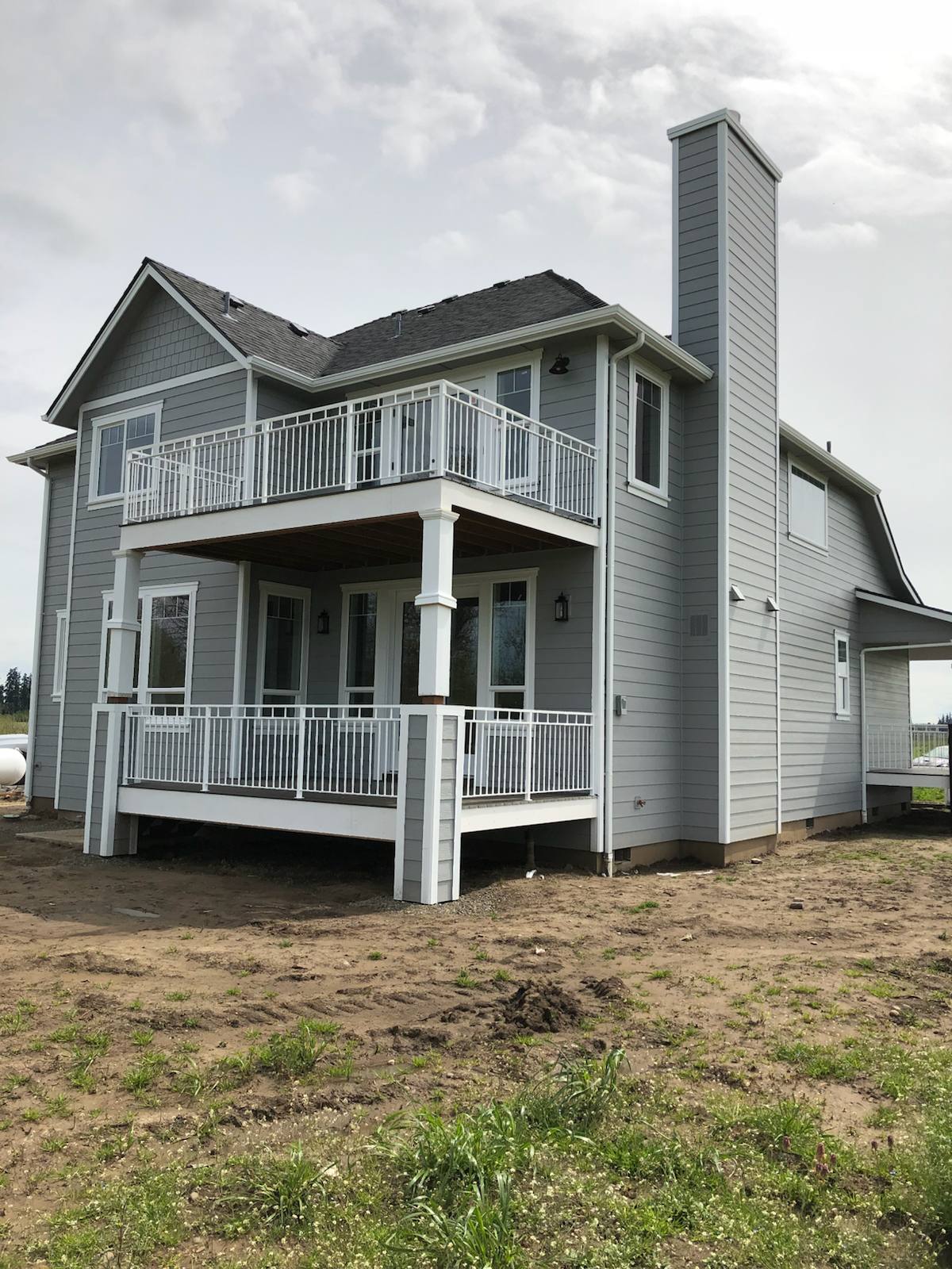 Modern metal deck railing on an elevated deck — Vancouver, WA area