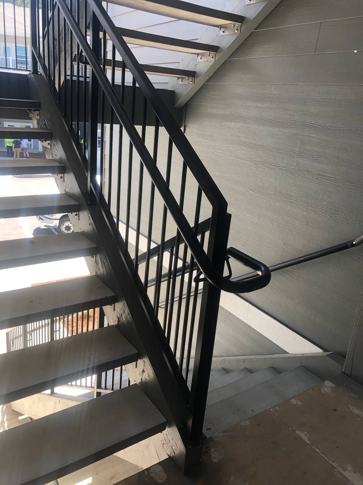 Metal railing on a multi-level exterior staircase — Vancouver, WA area